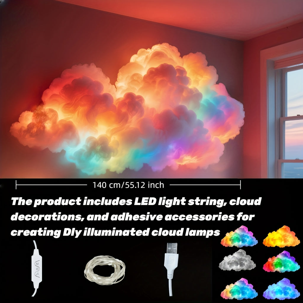 3D RGB LED Cloud Lamp Color Changing Night Light with Lightning Effects Mood Lighting for Bedroom Gaming Room Party Club Decoration
