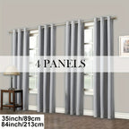 Room Darkening Blackout Curtains 4-Pack – Grommet Top Plain Weave Sun Blocking Drapes for Living Room & Bedroom, 9 Colors, 7 Size Options, Woven Polyester