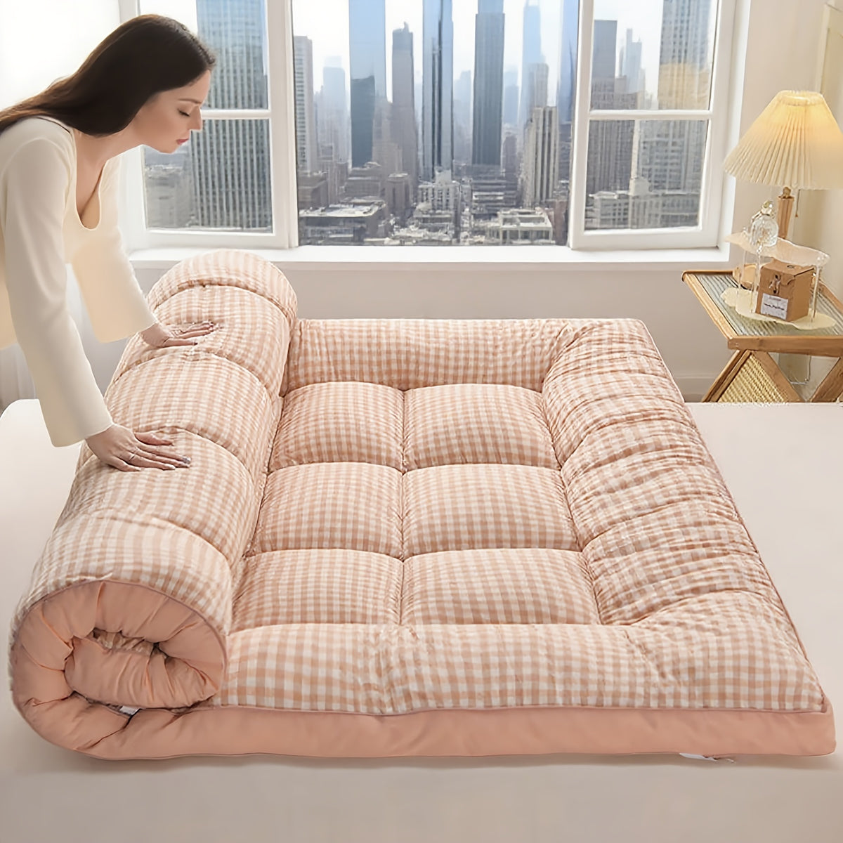 Cooling Breathable Mattress Topper | Soft Fiber Fill | Woven Fabric Cover | All Seasons | 6 Colors | Twin Full Queen King