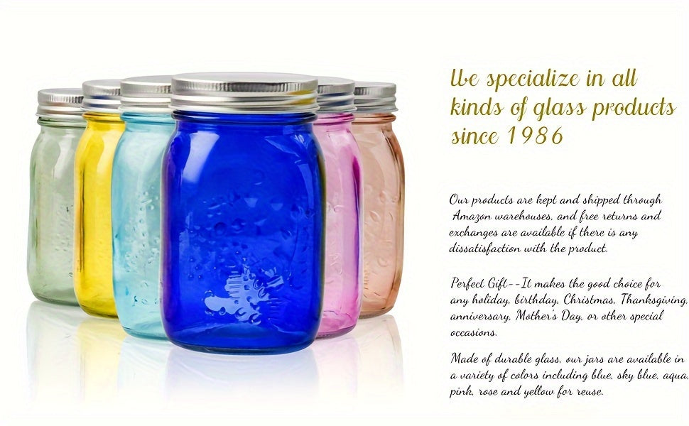 Colored Mason Jars 8oz with Metal Lids 12 Pack Regular Mouth Canning Jars for Jam Honey Pickling Food Storage - DIY Spice Jars for Wedding Favors Baby Shower Gifts Jelly