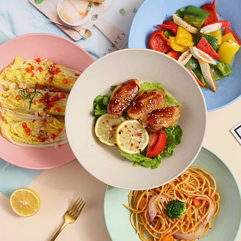 Colorful Wheat Straw Dining Plates 10-Pack – Anti-Drop Reusable Plates, Dishwasher & Microwave Safe for Home & Kitchen