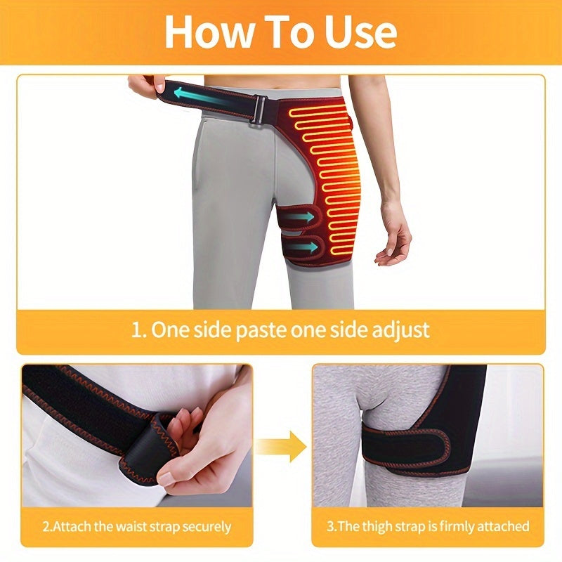 Vibrating Heated Hip Massager Pad – USB Electric Heat Therapy with 3 Temperature Settings & Timer for Hips, Thighs & Buttock Relief, Size S/M, Black