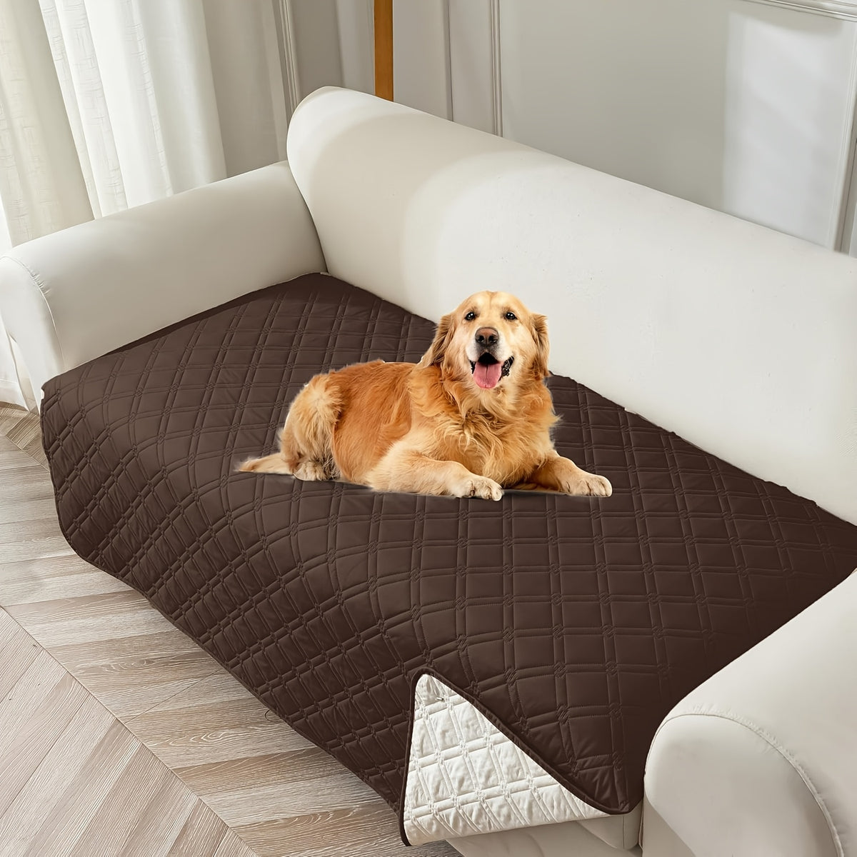 L-Shape Sectional Sofa Cover Non-Slip Machine Washable Chaise Lounge Slipcover Pet-Friendly Loveseat 3-Seater Right Chaise 9 Colors