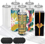 20oz Blank Sublimation Stainless Steel Insulated Tumbler with Straw Lid & Brush – Bulk Pack (4/8/16/20/50-Pack) for Iced Coffee, Juice, Camping & Events