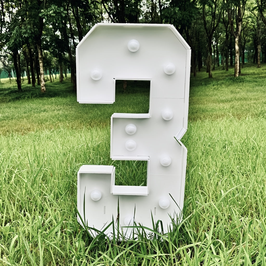 3Ft Warm White Glowing Party Number Sign 36 Inch 3D KT Board Light Up Numbers for Birthday Anniversary Wedding Decorations Easy Snap Assembly