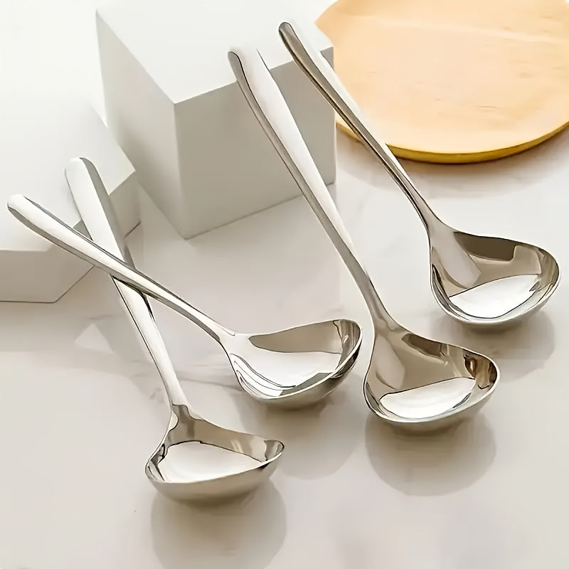Stainless Steel Long Handle Soup Spoons Set 4 8 12 Pack for Soup Porridge Hot Pot Restaurant Kitchen Utensil