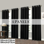 Room Darkening Blackout Curtains 4-Pack – Grommet Top Plain Weave Sun Blocking Drapes for Living Room & Bedroom, 9 Colors, 7 Size Options, Woven Polyester