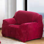 Plush Sofa Slipcover Stretch Thick Couch Cover - Soft Velvet Furniture Protector for Chair Loveseat 3 4 Seater, Anti-Slip Elastic Wrap, Machine Washable, 6 Colors for Living Room