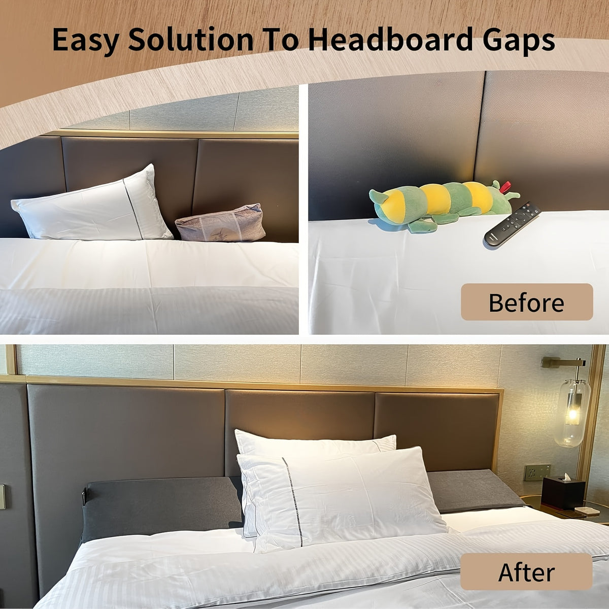 Bed Wedge Pillow & Headboard Gap Filler – Triangle Pillow Wedge for Sleeping, Reading & Resting | Twin, Full, Queen & King | Grey & White