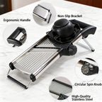 Adjustable Mandoline Slicer with 5 Thickness Settings – Stainless Steel Vegetable Slicer & Grater for Onion, Potato, Carrot, Cheese & Fruit – Professional Kitchen Tool, Optional Cut-Resistant Gloves