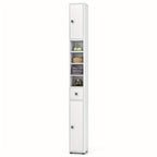 Tall Narrow Storage Cabinet with Doors Drawer & Adjustable Shelves – Freestanding Linen Tower for Bathroom Hallway Entryway Small Spaces