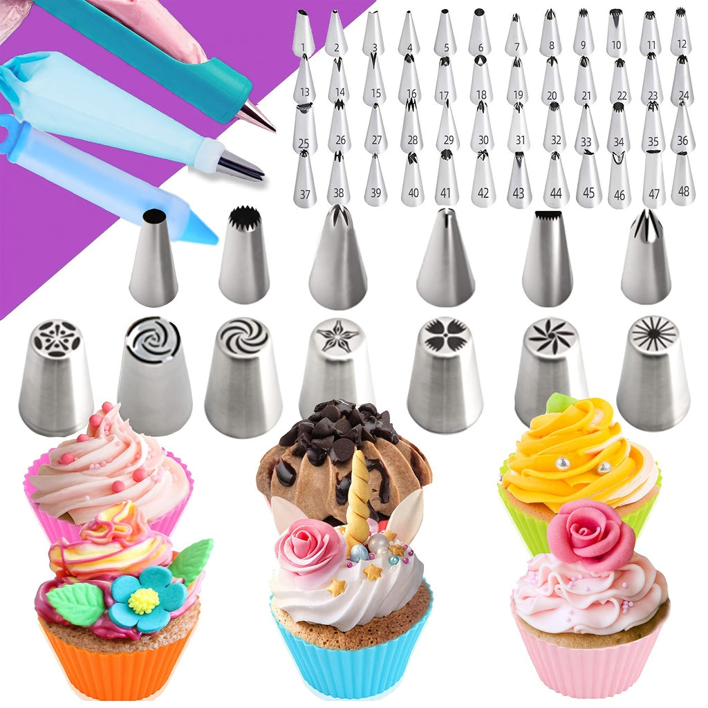 493 Piece Professional Cake Decorating Set with Rotating Cake Wheel & Reusable Piping Bags - Complete Baking Art Kit for Bakers Father's Day Gift