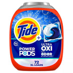 Tide Ultra OXI Power PODS 72-Count – Odor Eliminator Laundry Pods, Original Scent, Works in Hot & Cold Water + Free Wet Wipes