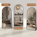 Full Length Floor Mirror Arched Freestanding Large Full Body Standing Mirror with Sturdy Base Polished Surface for Bedroom Living Room Bathroom Space Enhancing Home Decor