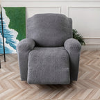 Recliner Cover Stretch Fleece 4pcs Set for Single Seat Recliner Chair - Polar Fleece 200-250gsm Washable Elastic Bottom Sofa Protector for Home Office Hotel, 5 Colors, All Season