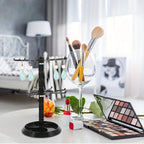 Rotating Jewelry Stand 2-Tier Black Plastic Necklace Bracelet Earring Keychain Hanging Organizer Display Rack for Dressing Table Counter – 360° Spinning Tabletop Jewelry Tower Holder