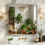 Metal Framed Rounded Rectangle Wall Mirror for Bathroom – Over Sink, Horizontal or Vertical Hanging, Modern Farmhouse Decor, Matte Black, Gold & Silver, Multiple Sizes 16x20 to 36x48 In