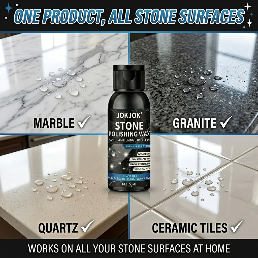 Floor Polishing Wax Paste for Marble Granite Quartz Ceramic Tile | Nano Brightening High Gloss Finish, Scratch Repair & Stain Protection, Long-Lasting Stone Care Polish for Home Floors