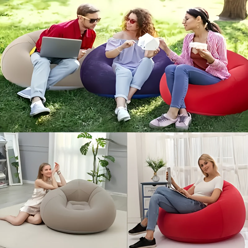 Large Bean Bag Chair Inflatable Lounge Sofa – Soft Comfortable Lazy Seat Tatami Floor Chair for Living Room Office Outdoor Camping, Multiple Colors