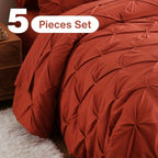 5/7pcs Pintuck Bed In A Bag Comforter Sets, Pinch Pleat Complete Bedding Sets with Comforter, Sheets & Pillowcases, Queen/King Size, All Season