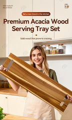 Extra Large Acacia Wood Charcuterie Board 36x12 Inch with Handles and 2 Stands - 3ft Rectangular Cheese and Meat Serving Platter for Party Entertaining - Oversized Grazing Board Gift