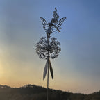 Stainless Steel Dancing Flower Fairy & Dandelion Garden Sculpture, Weather-Resistant Metal Outdoor Art Decor for Patio, Courtyard & Lawn, No Electricity Needed, Valentine's Day & Holiday Gift