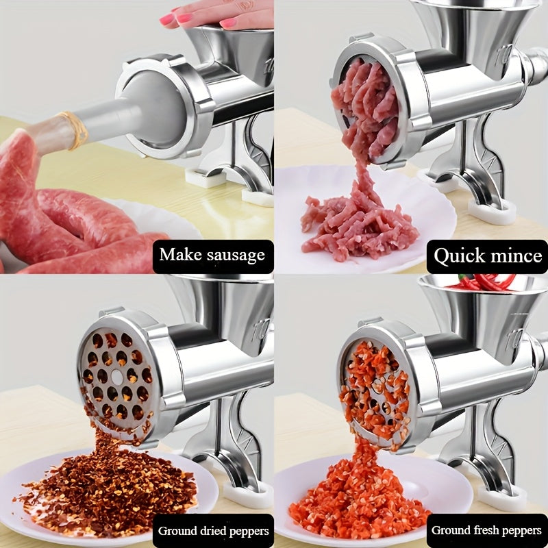 Manual Meat Grinder with Table Clamp – Heavy-Duty Stainless Steel Hand Crank Food Processor for Grinding Meat, Vegetables & Spices – No Electricity Required, Easy to Clean Kitchen Tool