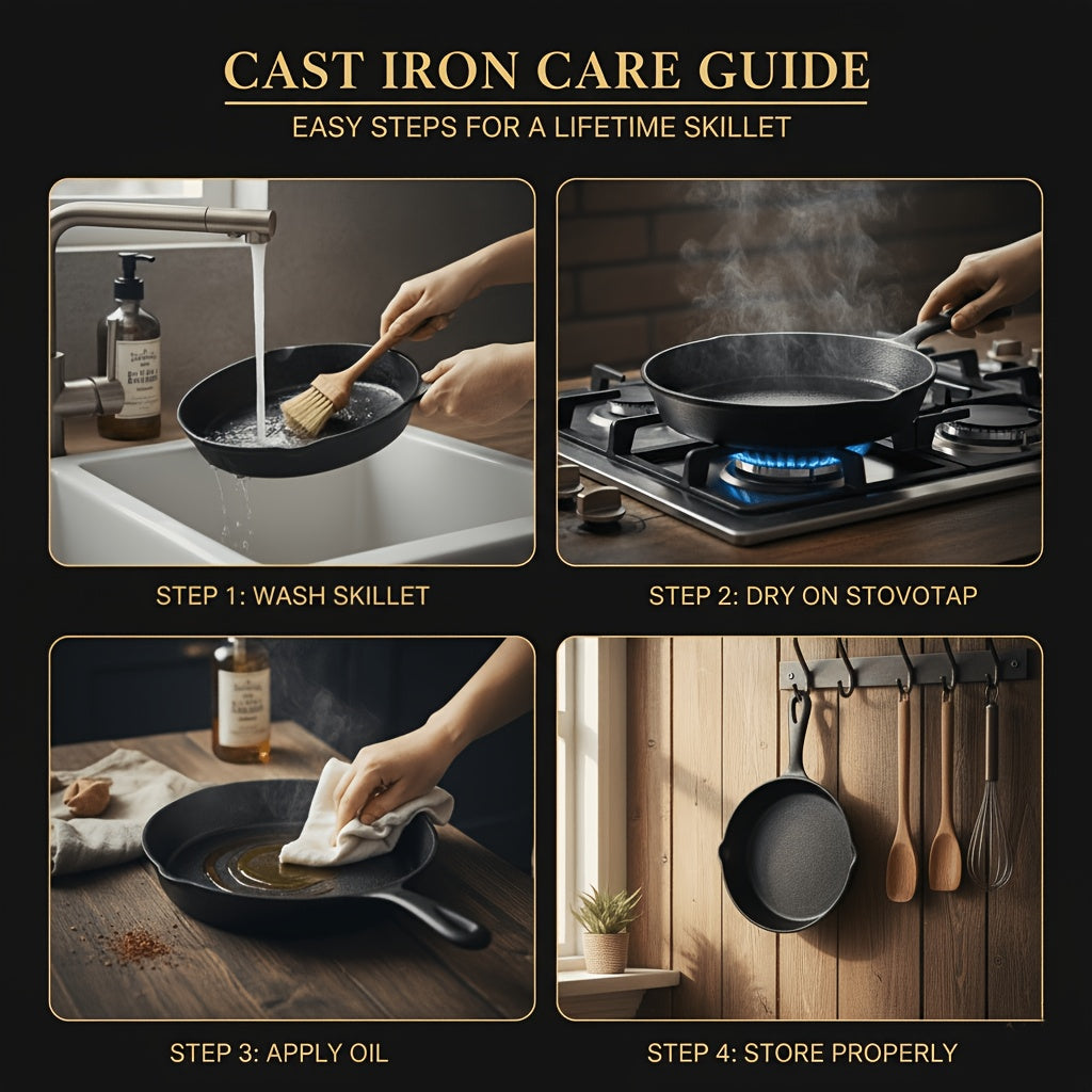 Pre-Seasoned Cast Iron Skillet Set 6” 8” 10” Heavy-Duty Pan for Frying Sauté Cooking & Pizza – Professional Restaurant Quality Cookware