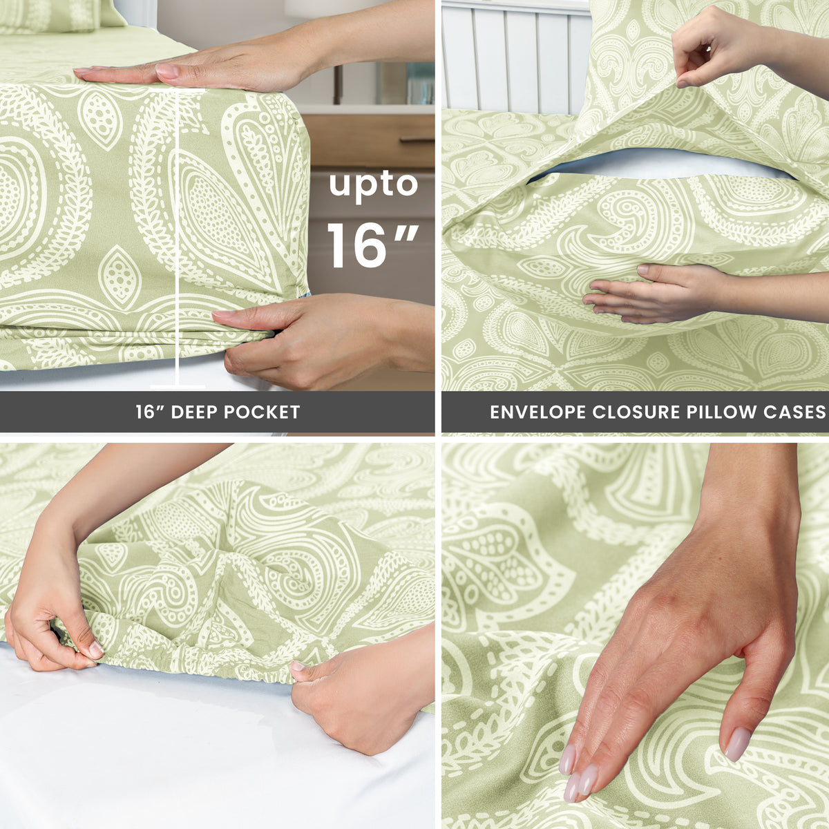 Paisley Bed Sheet Sets Queen King Twin Full Cal King – Soft Brushed Microfiber Deep Pocket Fitted Sheet & Pillowcases, Wrinkle Free