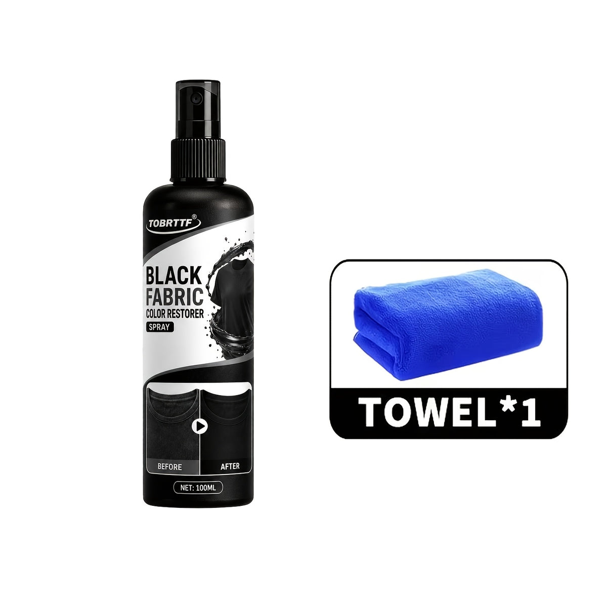 Black Fabric Color Correction Spray 3.38oz – Permanent Fade Repair Dye for Clothes, Jeans, Leather & Apparel