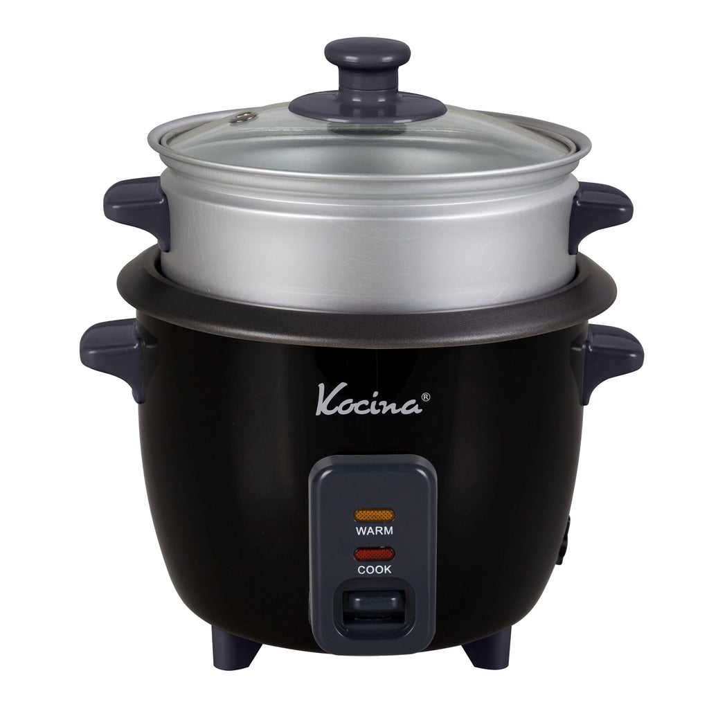 Mini Rice Cooker with Keep Warm | One-Touch Compact Electric Rice Cooker with Nonstick Pot, Glass Lid & Steamer | 0.6L (3 Cup) & 1.5L (8 Cup) | White or Black