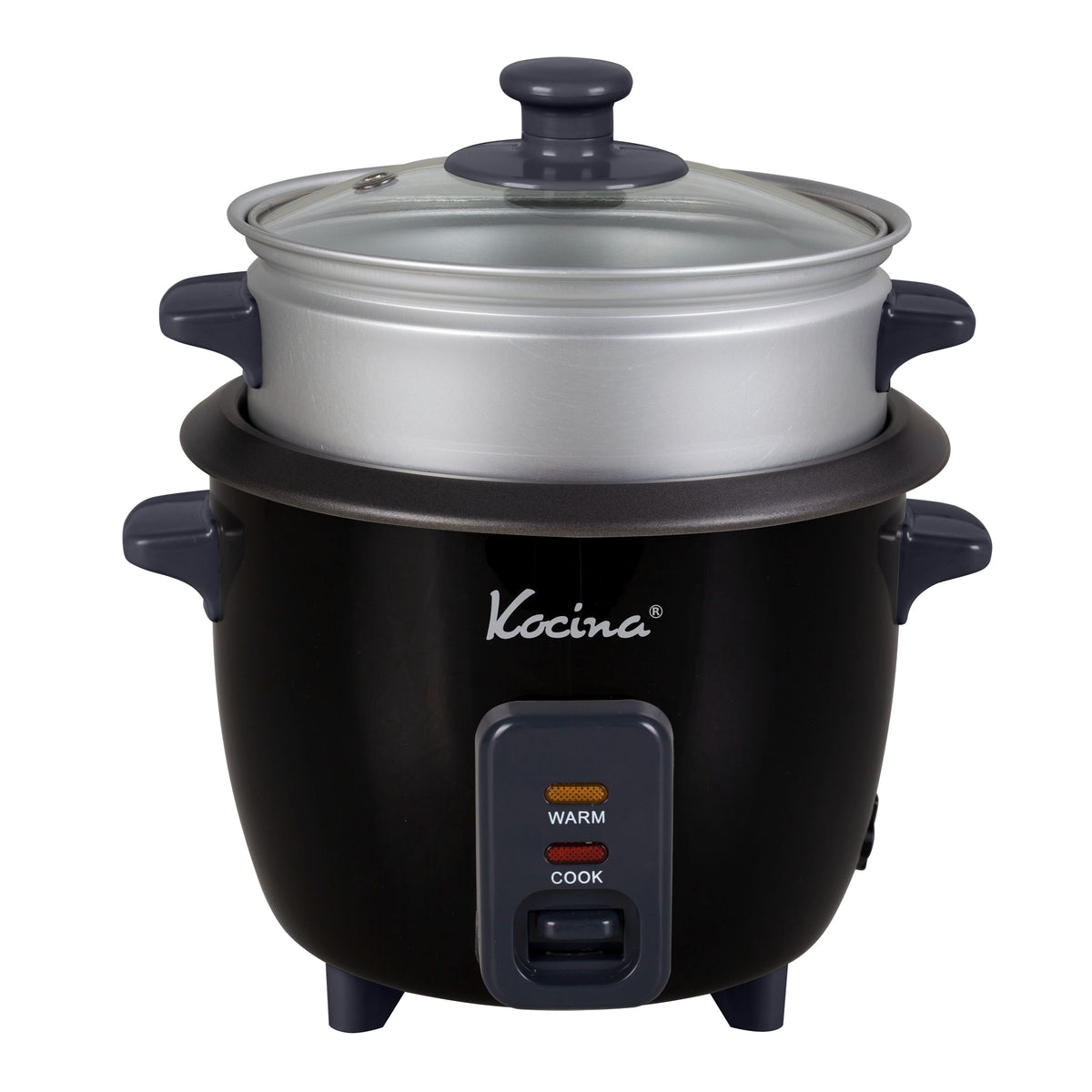 Mini Rice Cooker with Keep Warm | One-Touch Compact Electric Rice Cooker with Nonstick Pot, Glass Lid & Steamer | 0.6L (3 Cup) & 1.5L (8 Cup) | White or Black