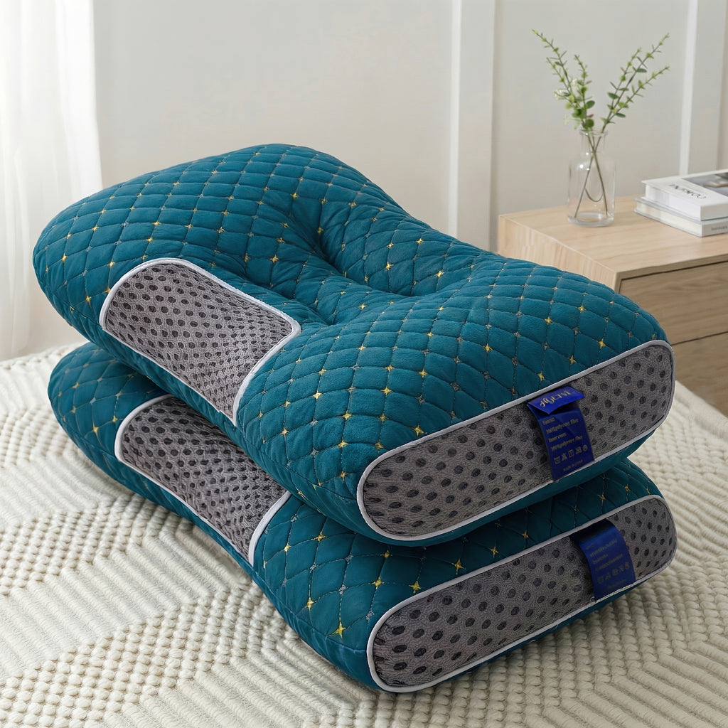 Ergonomic Neck Pillow 2-Pack with 3D Honeycomb Mesh Surface, Breathable Cooling Anti-Sweat Sleep Pillow, Soft Supportive Cushioning for Side and Back Sleepers