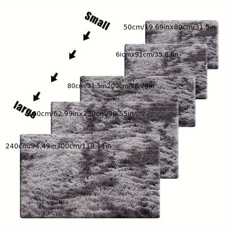 Plush Fluffy Area Rug Tie Dye Soft Indoor Carpet Non-Slip for Living Room Bedroom – Modern Home Decor Floor Mat | Multiple Sizes | Light Gray, Dark Gray, Black, Pink