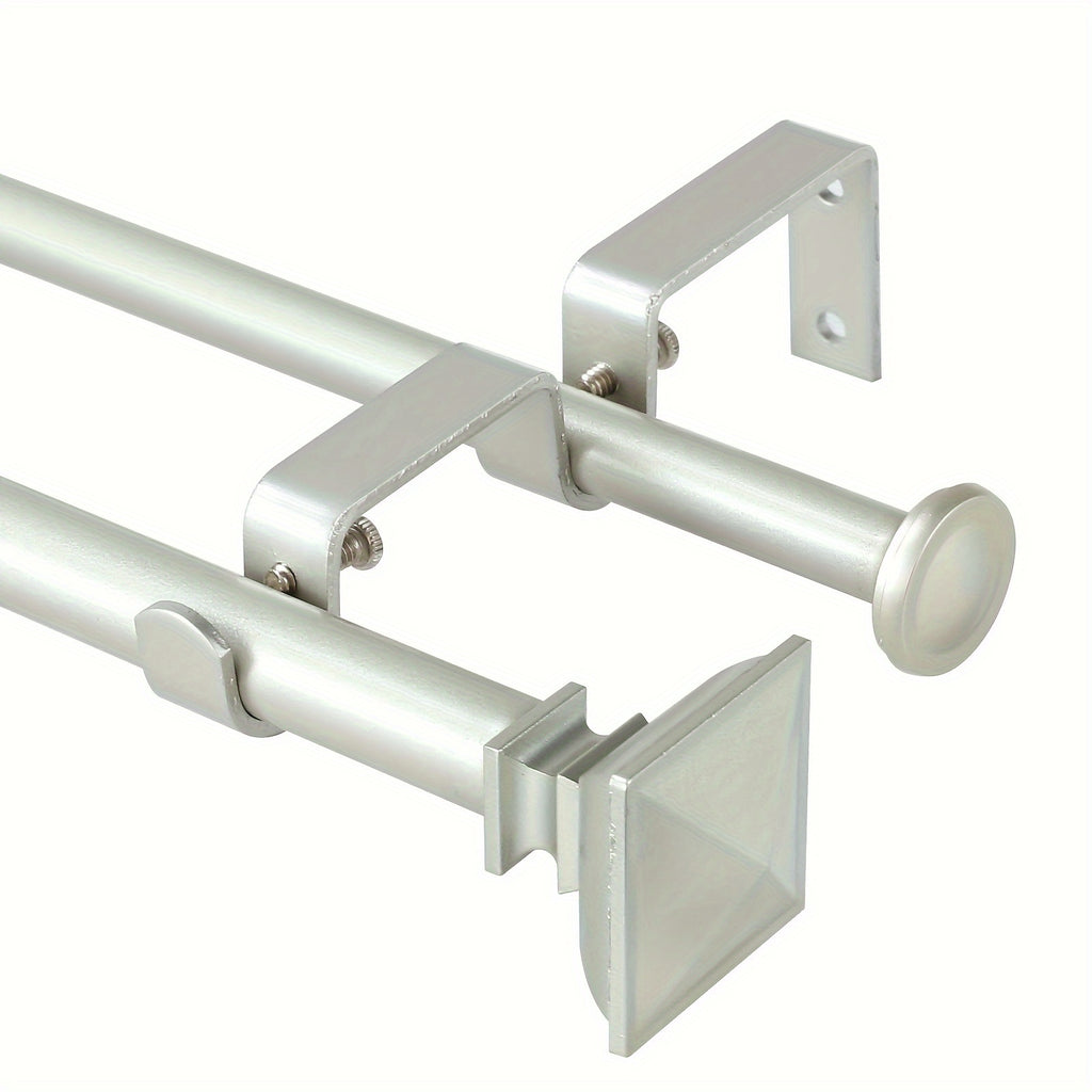 Double Curtain Rod Adjustable 28-48 / 48-84 / 84-120 Inch – 5/8" Front & 1/2" Back Drapery Rod Set with Square Urn Finials & Mounting Hardware | 5 Finishes