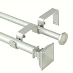 Double Curtain Rod Adjustable 28-48 / 48-84 / 84-120 Inch – 5/8" Front & 1/2" Back Drapery Rod Set with Square Urn Finials & Mounting Hardware | 5 Finishes