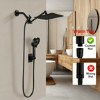 Rain Shower System with Handheld Showerhead 8/10/12 Inch Rainfall Head, All-Metal T-Splitter, 13-Inch Arm, 78-Inch Hose, 6-Function Spray Settings & Anti-Clogging Nozzle – Chrome & Black