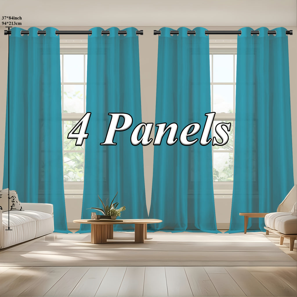 Sheer Curtains Semi Transparent Panels with Top Loop Pleated Header for Bedroom Living Room – Set of 2 or 4, 70-80G Lightweight Fabric, Multiple Sizes & Colors