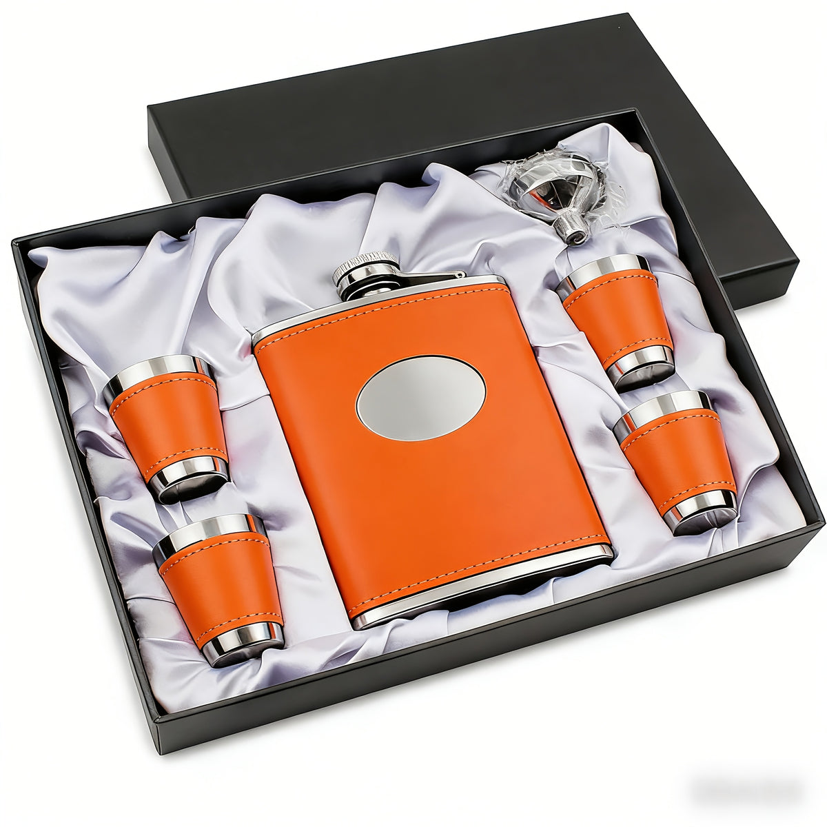 Whiskey Bottle Gift Set with Leather Case for Women – 6oz Stainless Steel Flask, 4 Glasses & Filter, Holiday Christmas Valentine's Day Gift for Girlfriend, Mom & Bar Lovers