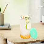 Frosted Glass Tumblers Set 16oz - Borosilicate Can Glasses with Acrylic Lids for Iced Coffee, Juice & Soda, Sublimation Ready, 8 or 12 Pack Perfect Christmas Holiday Gift