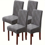 Stretch Jacquard Dining Chair Covers 4/6 Pack – Polar Fleece Slipcovers with Elastic Band, Removable Washable Chair Protector for Dining Room Kitchen Hotel Restaurant Home Decor