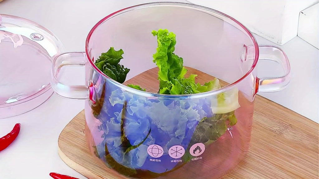 Pink Glass Cooking Pot 1500ml with Heart-Shaped Lid Boiling Stewing Multi-Function Glass Pot for Pasta Soup Congee Noodles Compatible with Electric Ceramic Stovetop