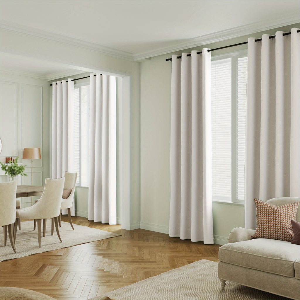 100% Blackout Window Curtains - 4 Panels, Full Light Blocking, Thermal Insulated Drapes with Black Liner | Soft Brushed Fabric