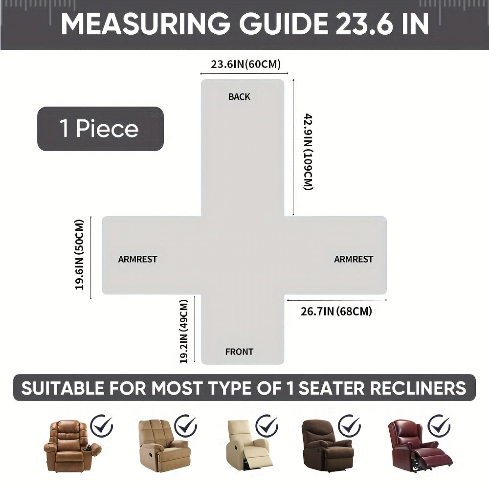 Recliner Chair Cover Waterproof Non-Slip, Oversized Recliner Slipcover with Side Pocket & Elastic Straps, Washable Furniture Protector for Dogs & Pets, Warm Cozy Chair Cover, 1 Piece