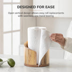 Paper Towel Holder Countertop - Mountain Design with Mango Wood Round Base & Iron Stand, No Tools Required, Kitchen Counter Organizer in Black, Gray, White, Blue & Natural