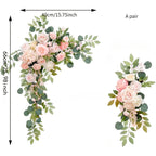 Artificial Wedding Arch Flower Garland Set with Peonies & Eucalyptus, Faux Floral Swag for Wedding Backdrop, Party, Bridal Shower, Mother's Day & Valentine's Day Decoration, Pink or Blue White