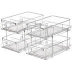 Transparent Pull-Out Storage Organizer – Double-Layer Slide-Out Cabinet Basket for Bathroom Vanity, Under-Sink & Kitchen, Space-Saving Plastic Shelf (1 or 2pcs)