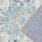 Washable Vintage Area Rug - Chenille Retro Distressed Multi-Print Foldable Lightweight Accent Rug for Entryway Bathroom Kitchen Living Room and Bedroom