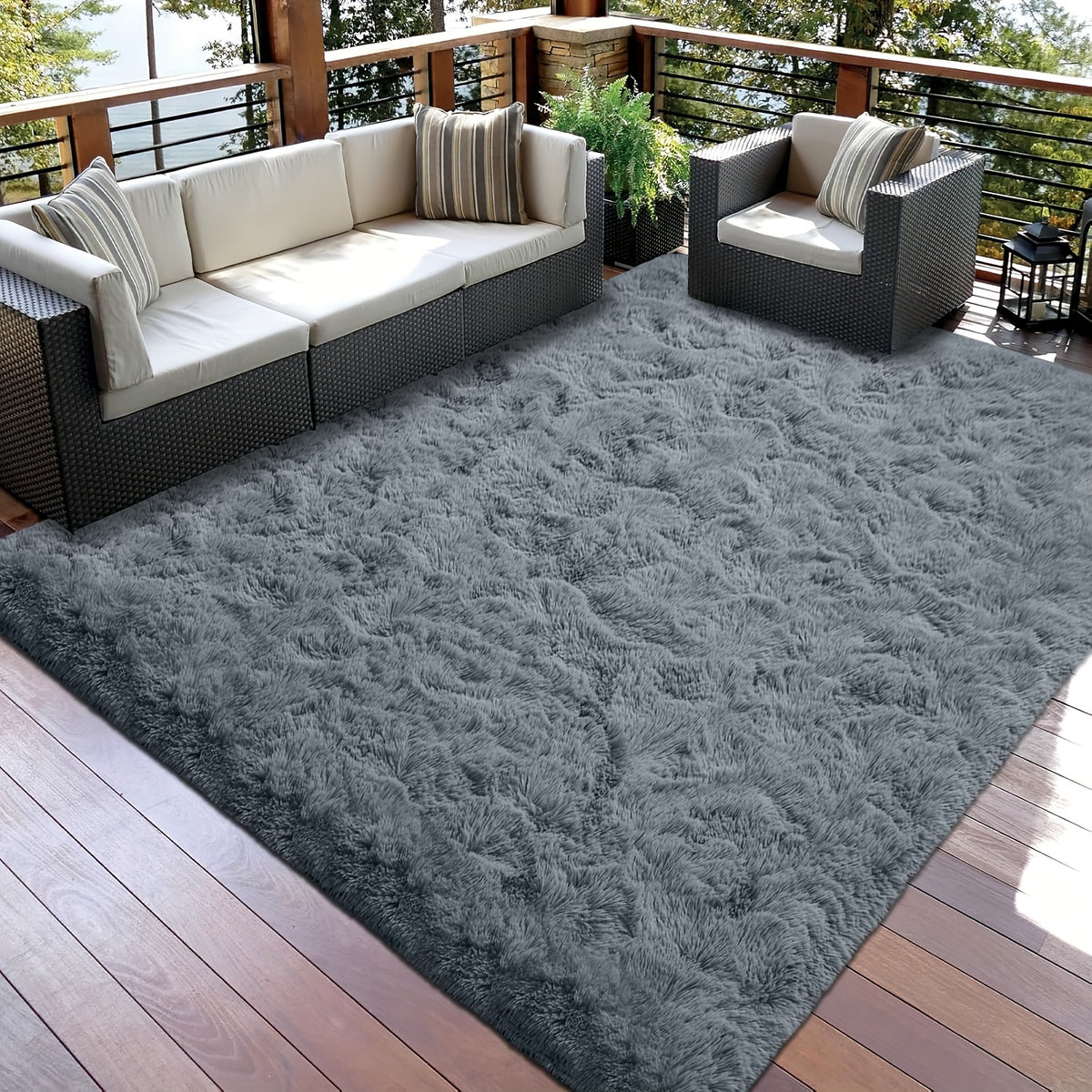 Shaggy Runner Rug Soft Fluffy Area Rug Non-Slip Plush Carpet for Bedroom Hallway Dorm Living Room – Jacquard & Tie-Dye Colors, 2x6 3x5 6x9 8x10 Feet