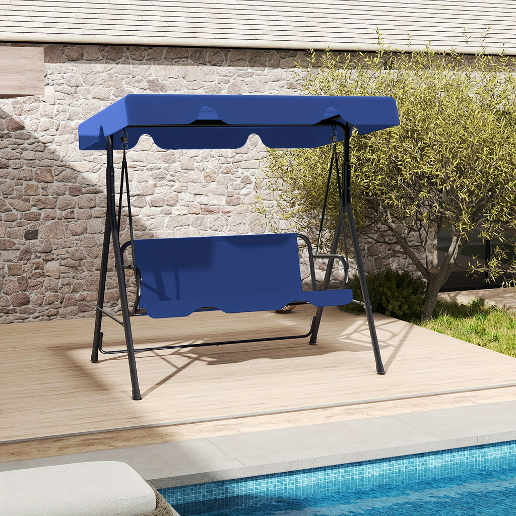 Outdoor Patio Swing Glider with Canopy & Heavy Duty Stand, Adjustable Bracket, Rust-Proof Powder Coated Frame, Sun Shade Polyester Canopy, Adult Porch Swing for Garden, Lawn and Backyard
